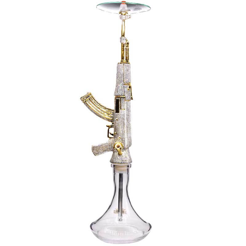 MOB AK-47 Crystal One Hose Hookah | 34 inch | Gold product image